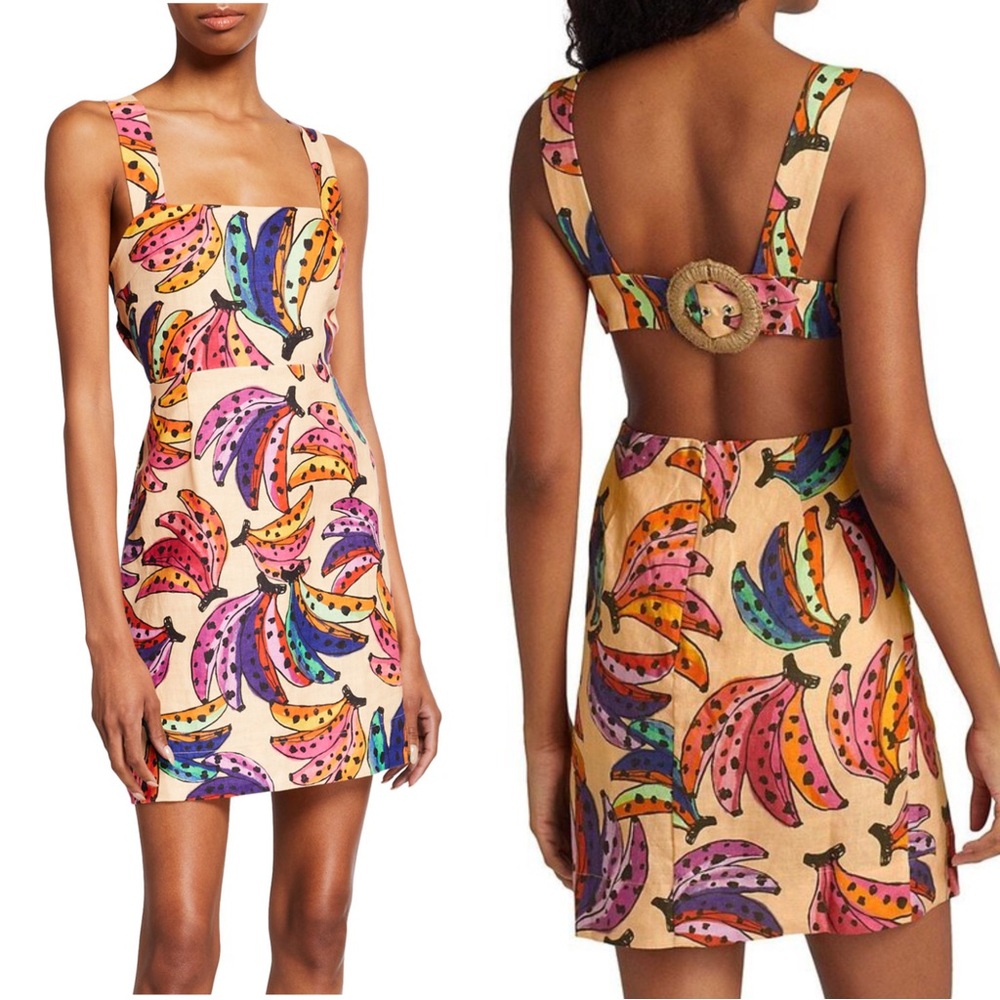 FARM Rio Colorful Banana Print Mini Dress